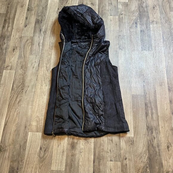 Marc New York Black Puffer Fleece Hood Vest Zip Front Size Medium Black - Picture 2 of 8